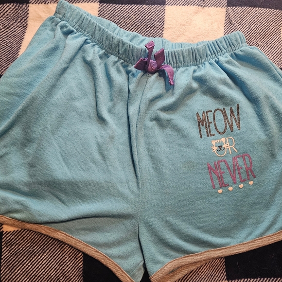 Cute Blue 'Meow or Never' Shorts - Picture 1 of 10